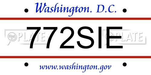 772SIE District Of Columbia License Plate
