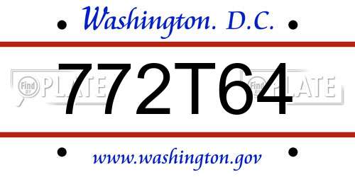 772T64 District Of Columbia License Plate