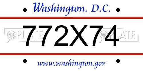 772X74 District Of Columbia License Plate