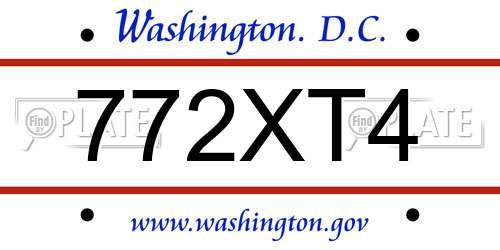 772XT4 District Of Columbia License Plate