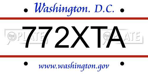 772XTA District Of Columbia License Plate