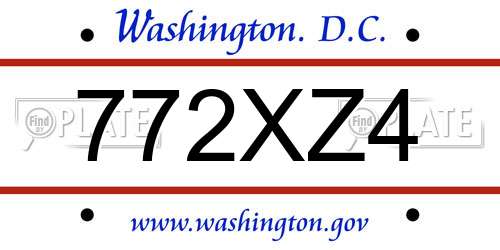 772XZ4 District Of Columbia License Plate