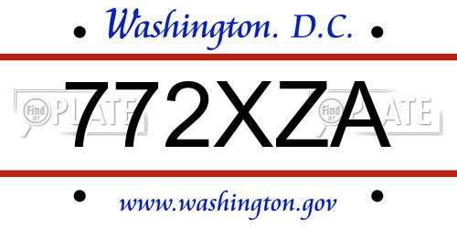 772XZA District Of Columbia License Plate