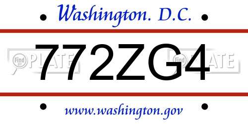 772ZG4 District Of Columbia License Plate
