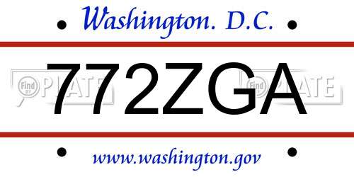 772ZGA District Of Columbia License Plate