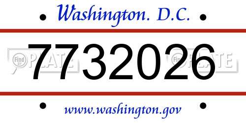 7732026 District Of Columbia License Plate