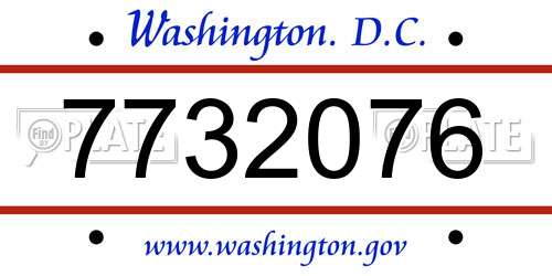 7732076 District Of Columbia License Plate