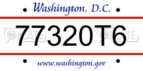 77320T6 District Of Columbia License Plate