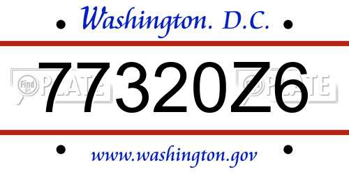 77320Z6 District Of Columbia License Plate