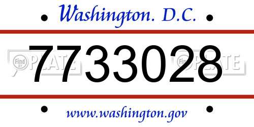 7733028 District Of Columbia License Plate