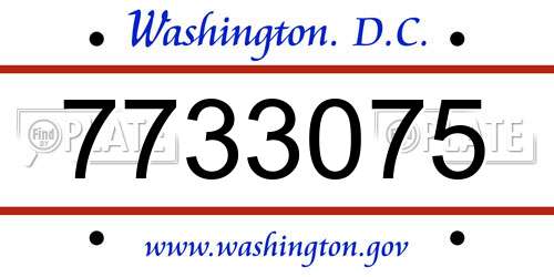 7733075 District Of Columbia License Plate