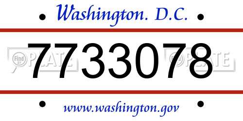7733078 District Of Columbia License Plate