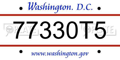 77330T5 District Of Columbia License Plate