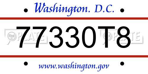 77330T8 District Of Columbia License Plate