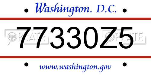77330Z5 District Of Columbia License Plate
