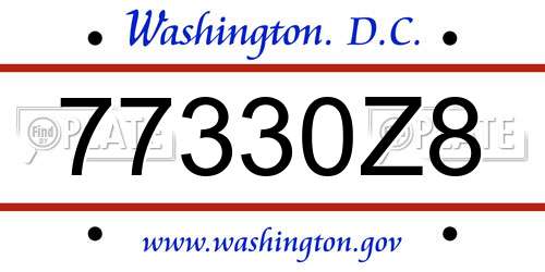 77330Z8 District Of Columbia License Plate
