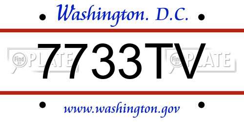 7733TV District Of Columbia License Plate