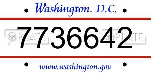 7736642 District Of Columbia License Plate