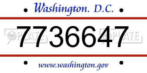 7736647 District Of Columbia License Plate