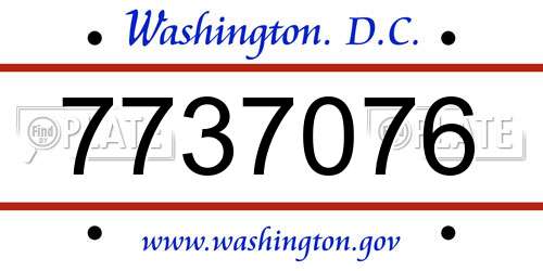 7737076 District Of Columbia License Plate