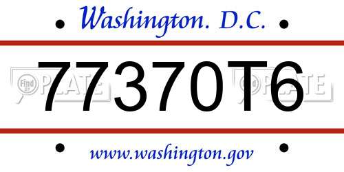 77370T6 District Of Columbia License Plate