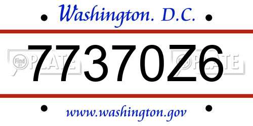 77370Z6 District Of Columbia License Plate