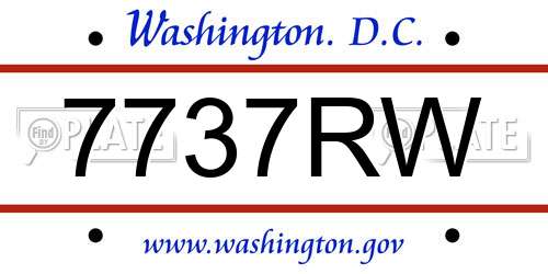 7737RW District Of Columbia License Plate