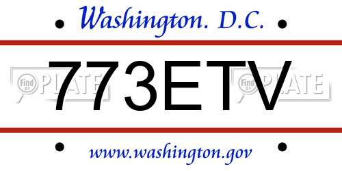 773ETV District Of Columbia License Plate