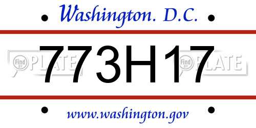 773H17 District Of Columbia License Plate