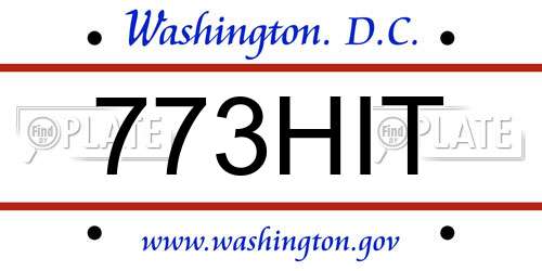 773HIT District Of Columbia License Plate