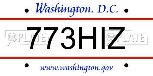 773HIZ District Of Columbia License Plate
