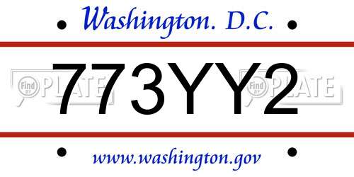 773YY2 District Of Columbia License Plate