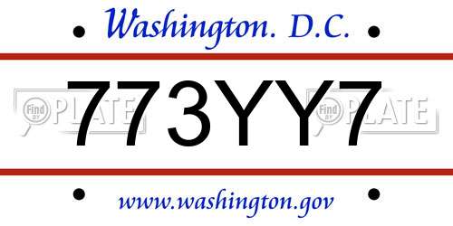 773YY7 District Of Columbia License Plate