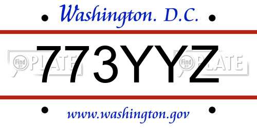 773YYZ District Of Columbia License Plate