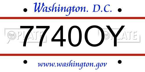 7740OY District Of Columbia License Plate