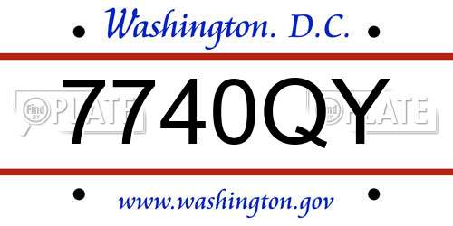 7740QY District Of Columbia License Plate