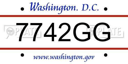 7742GG District Of Columbia License Plate