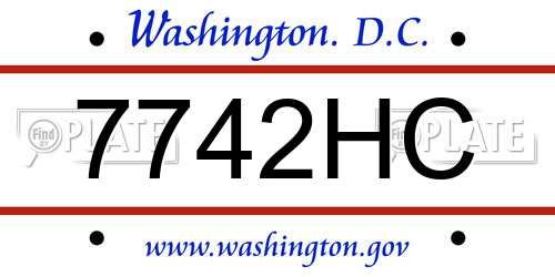 7742HC District Of Columbia License Plate