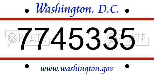 7745335 District Of Columbia License Plate