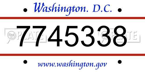 7745338 District Of Columbia License Plate
