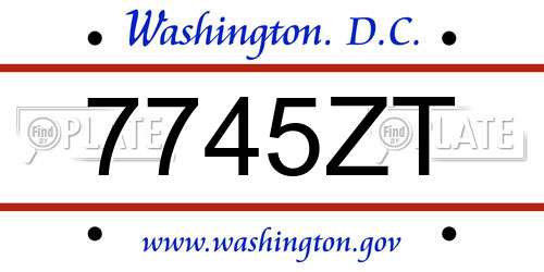 7745ZT District Of Columbia License Plate