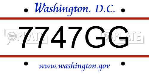 7747GG District Of Columbia License Plate
