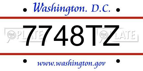 7748TZ District Of Columbia License Plate