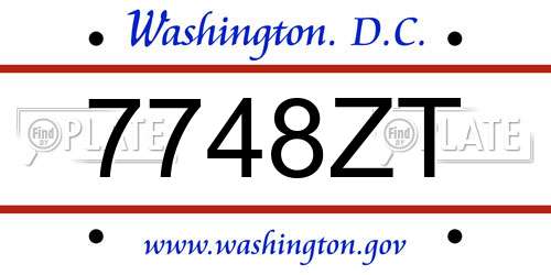 7748ZT District Of Columbia License Plate