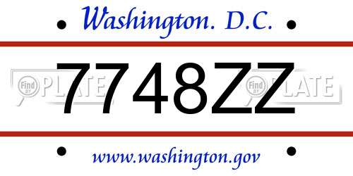 7748ZZ District Of Columbia License Plate