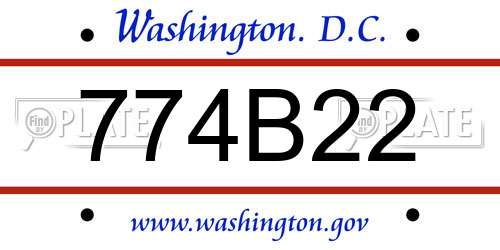 774B22 District Of Columbia License Plate