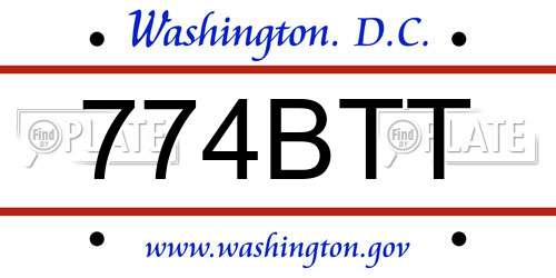 774BTT District Of Columbia License Plate