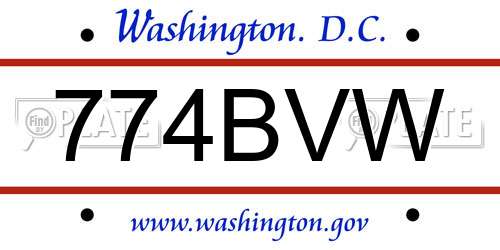 774BVW District Of Columbia License Plate