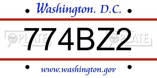 774BZ2 District Of Columbia License Plate