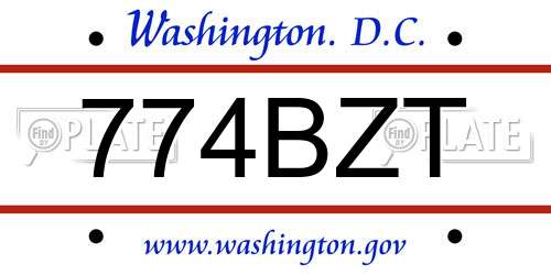 774BZT District Of Columbia License Plate